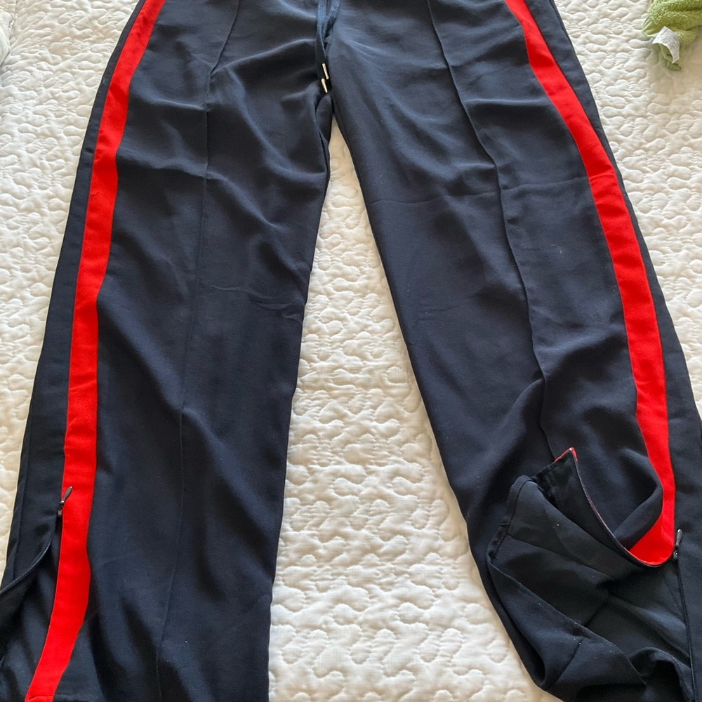 Navy crepe track pants